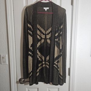 Calvin Klein Silk Blend Black and Tan Cardigan Sweater